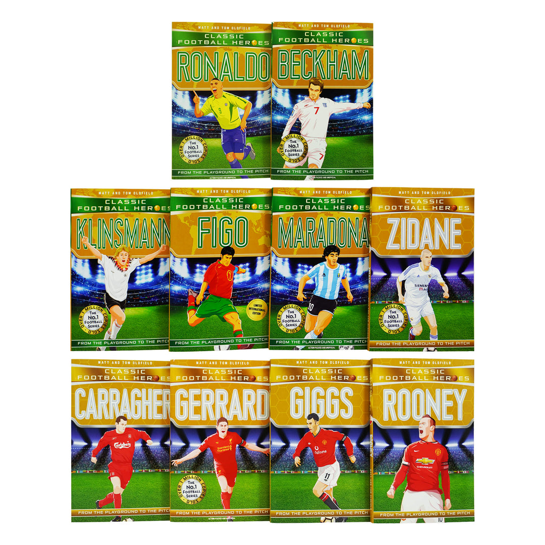 Classic Football Heroes 10 Book Collection Set By Matt & Tom Oldfield - Ages 8-14 - Paperback - St Stephens Books