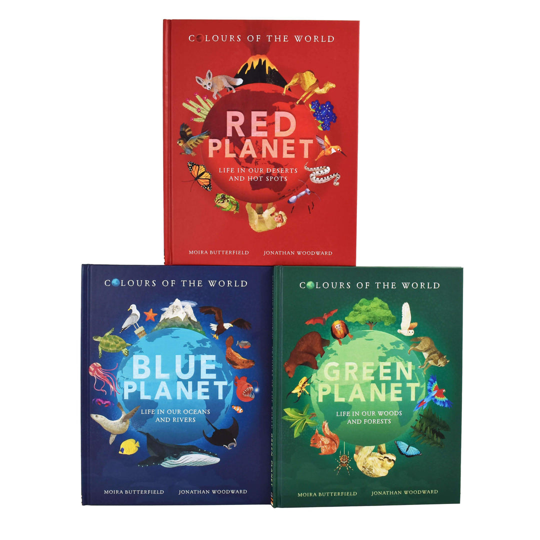 Age 0-5 - Colours Of The World 3 Books Set (Blue Planet, Red Planet & Green Planet) By Moira Butterfiels, Jonathan Woodward - Ages 0-5 - Hardback