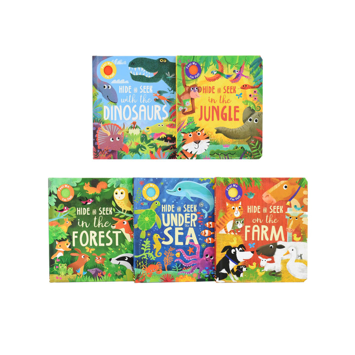 Age 0-5 - Hide And Seek (Dinosaurs, Farm, Sea, Jungle & Forest) 5 Books By Little Tiger - Ages 0-5 - Hardback