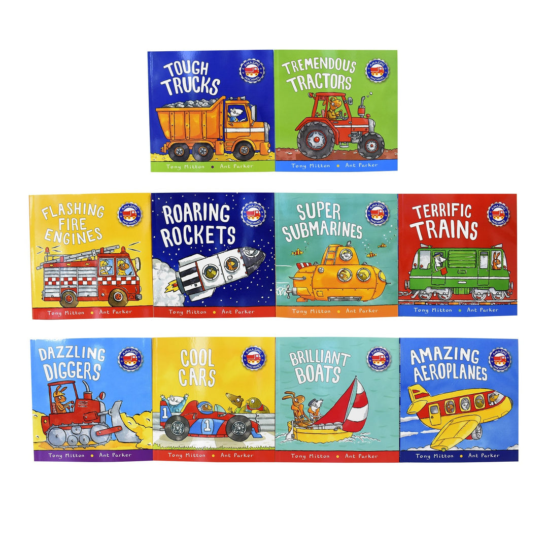 Amazing Machines Truckload 10 Books With CD Children Collection Paperback Set By Tony Mitton - St Stephens Books