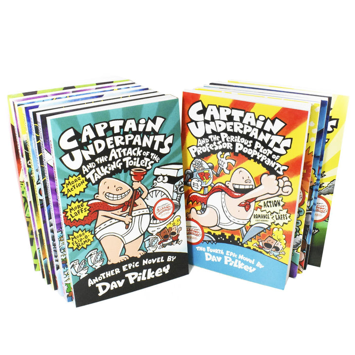 Captain Underpants 12 Books Children Collection Paperback Set By Dav Pilkey - St Stephens Books